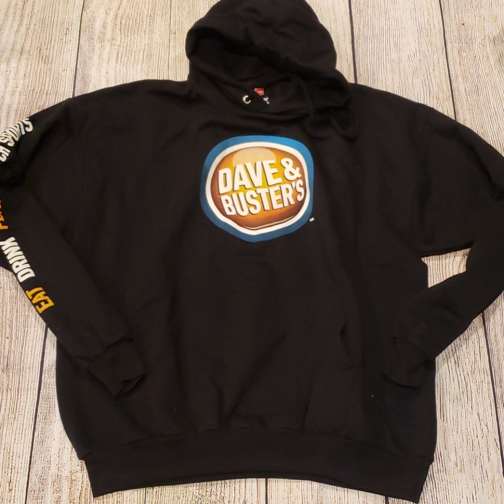 Dave and Buster black hoodie with logo  Size xl #sh